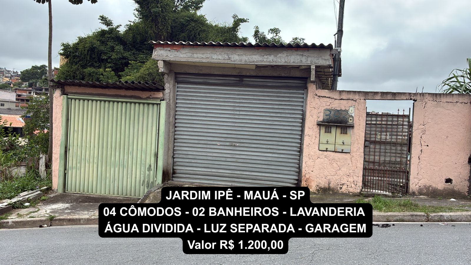 JARDIM IPÊ - MAUÁ - SP - 04 Cômodos - Banheiro - Lavanderia - Água Dividida - Luz Separada - Garagem - Valor R$ 1.200,00